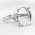 Sterling Silver 11*13mm Semi Mount Ring Empty Frame Blank Support Setting S925 Base Holder Without Center Stone for DIY Inlay