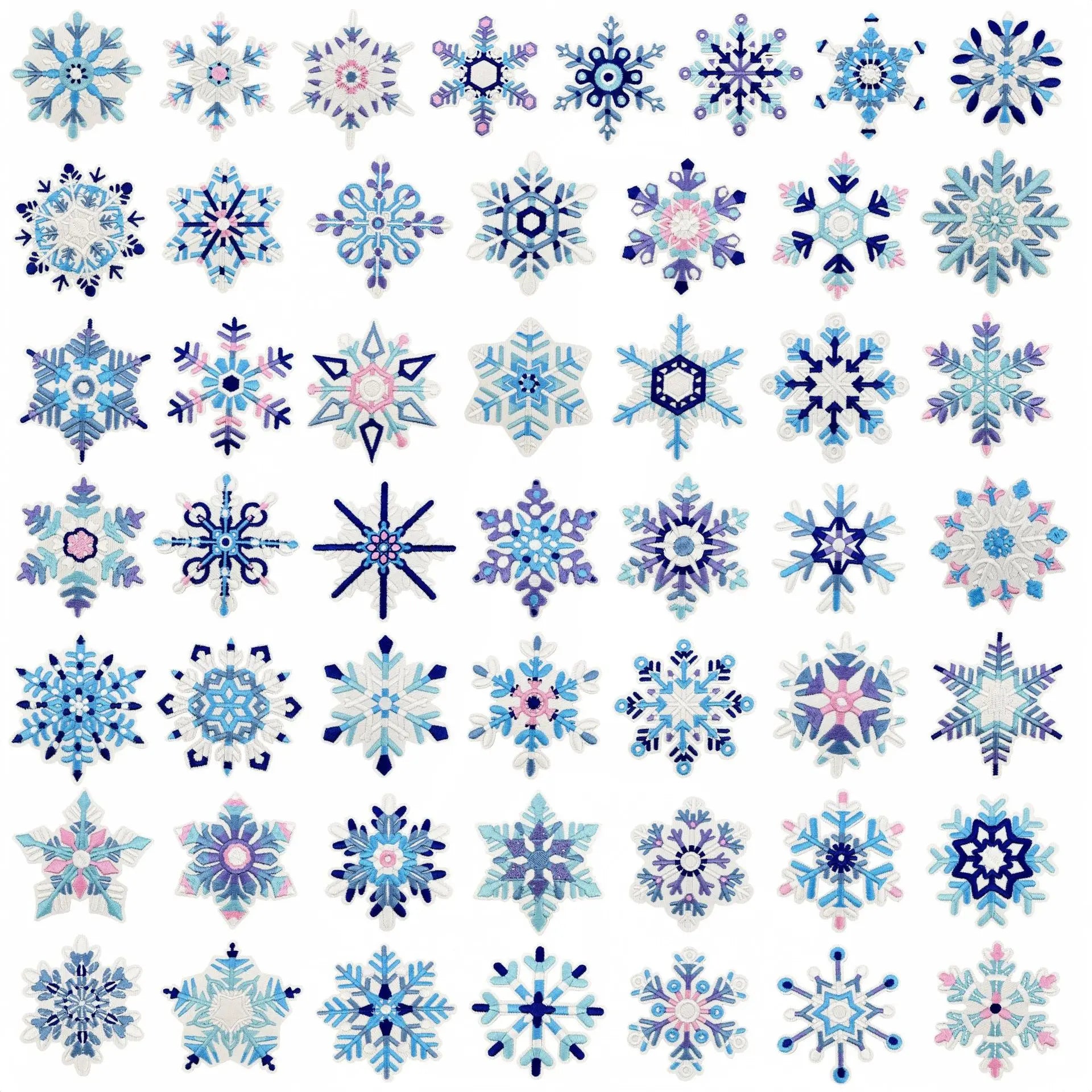 Large Collection Eco-Friendly PVC Embroidered Iron on Blue Snow Patch for Clothing Hat Bag Decoration