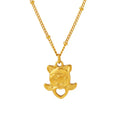 Trendy Stainless Steel Hollow-Out Heart-Shaped Winged Animal Pig Head Pendant Necklace Jewelry for Woman