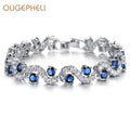 OUGEPHELI 8mm Hot Sale Blue White Green Multi Color CZ Zircon Cubic Zirconia White Gold Plated Fine Fashion Jewelry Bracelets