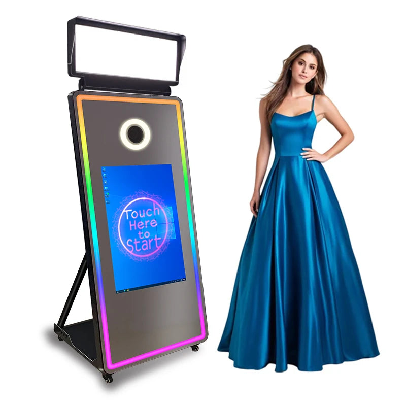 HOYIS VY-M7032 Unprecedented Mirror Photo Booth SLR Camera Ready Portable Touch Screen Foldable Instant Print Automatic Rotating