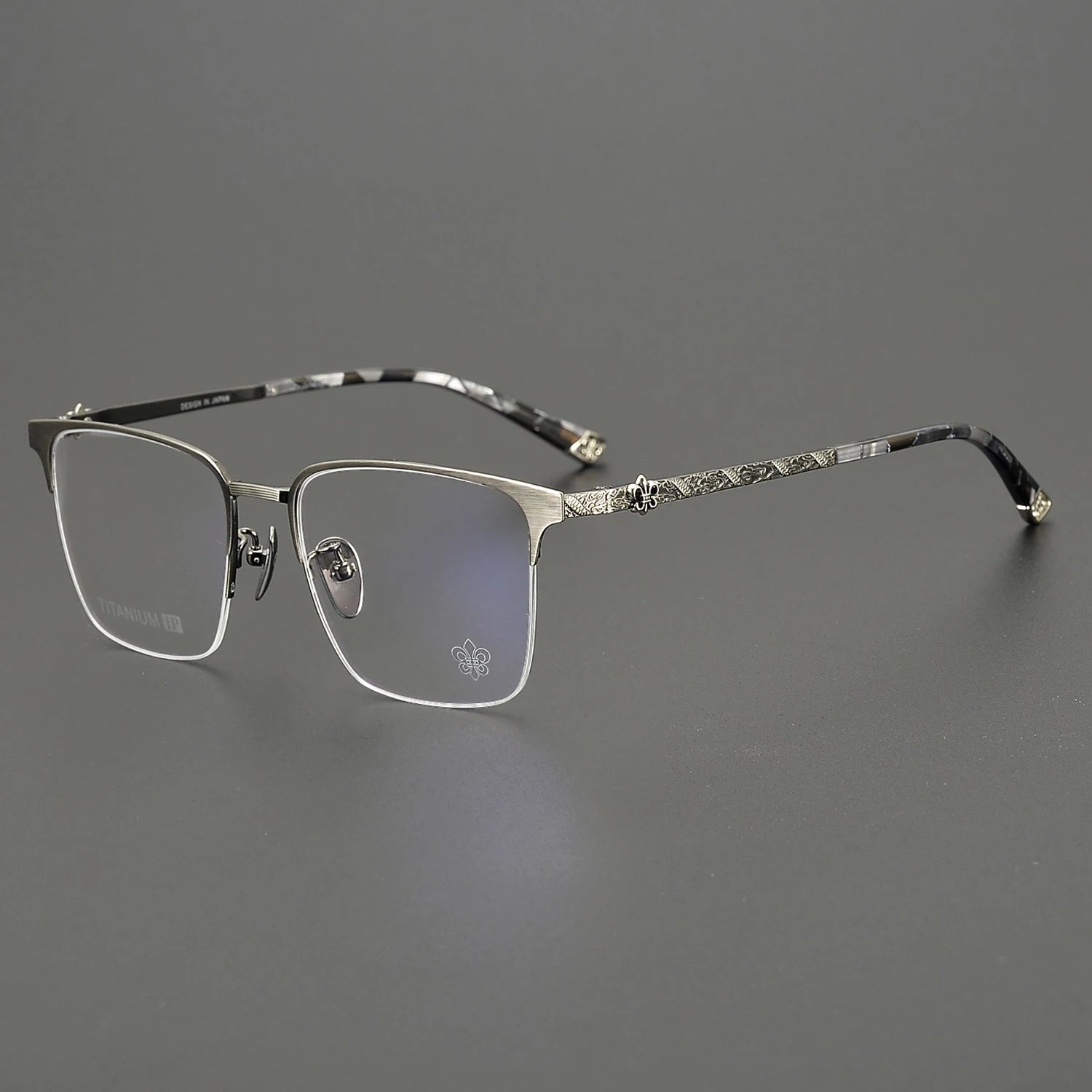 2025 New Acetate Black Mixed Color Square Business Office Titanium Half Frame Power Antique Star Wholesale Reading Glasses Frame