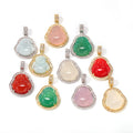 Top Icy Instagram Jewelry Wholesale Natural Gold Plated Maitreya Agate Ladies pink Jade Buddha Pendant Necklace