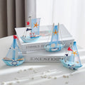 HYG07 New Nautical Crafts Eco-Friendly Wooden Mini Sailboats Ornament Mediterranean Small Boat for Desktop Decorations
