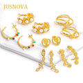 JUSNOVA Fashion Jewelry  Handmade Polished Necklace Custom 18K Gold Czech Stones  Stainless Steel Necklace for Women