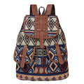 Waterproof Brown Travel New Multifunction Canvas Leather Women Backpack Print