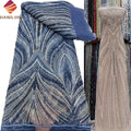 Nigeria Lace Fabric Quality Sequin Lace Fabric Luxury 3D Embroidered Tulle African Beaded Laces Fabrics for Women Party Dress