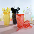 Wholesale Products Double Wall 16oz Mouse Tumbler Ice Cream clear Acrylic Tumbler Animal Head Mouse Ears Cup with Straw and Lid
