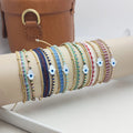 Natural Tourmaline Braided Beaded Women's Charm Bracelet Lucky Devil's Eye Stacking Fatima Palm Miyuki Glass Beads Fashion
