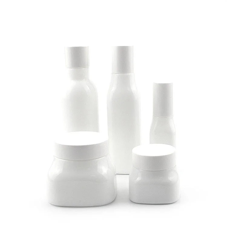 120ml square White Porcelain Bottle Water Emulsion 50g Cream Glass Bottle Cosmetics Set