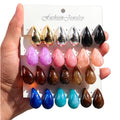 Factory Wholesale Bohemian Colored Marble Custom Tear Drop3 Pairs/set Party Jewelry Student Hiphop Acrylic Stud Earrings Set M