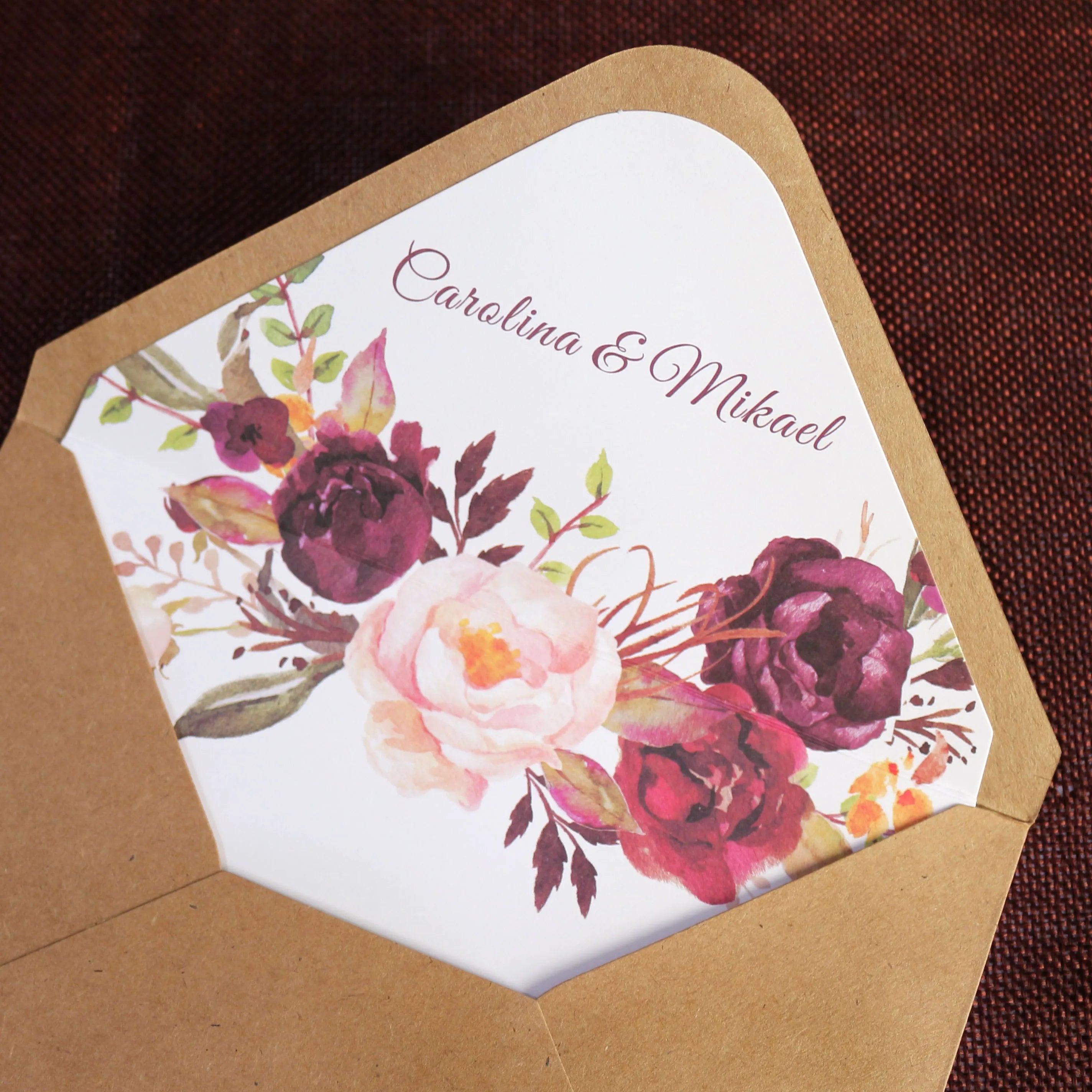 Customizable Floral Design Cards Wedding Invitations With Belly Band RSVP Cards Unique Flower Liner Envelopes