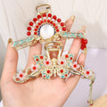 Chinese Style Ladies Vintage Fancy Pearl Butterfly Hair Claw Clips Alloy Metal Hairpin Headwear for Thick Hair