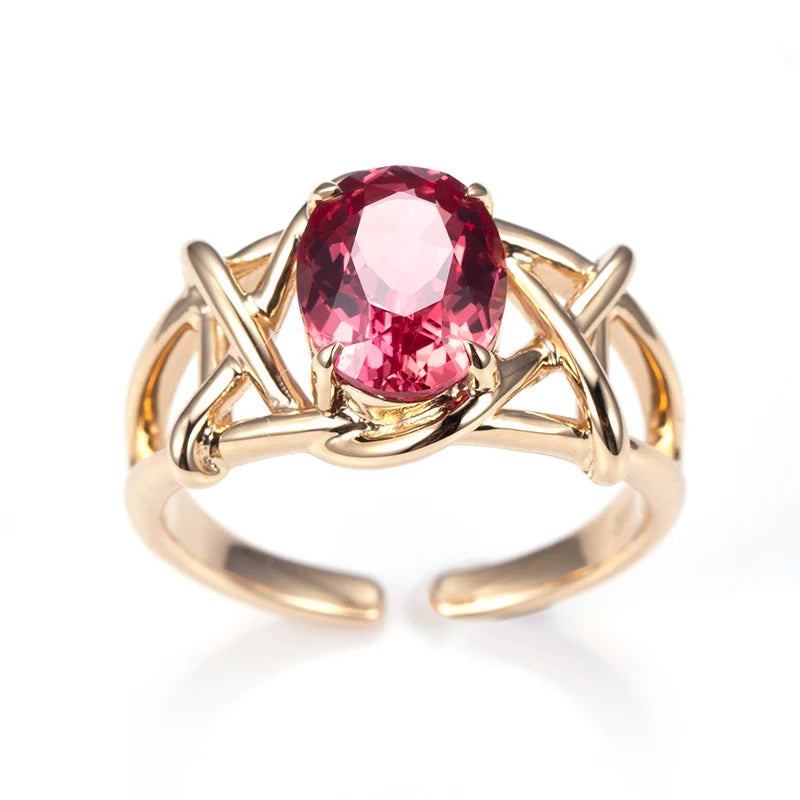Messi Jewelry MSR-1297 Customized 18K Gold Lab Grown Gemstone Ring Engagement Wedding Band for Women