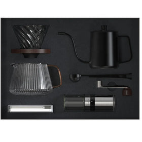 Premium Gift Box Outdoor Travel Drip Coffee Set with Pour Over Coffee Maker Filter Kettle Ceramic Burr Manual Coffee Grinder