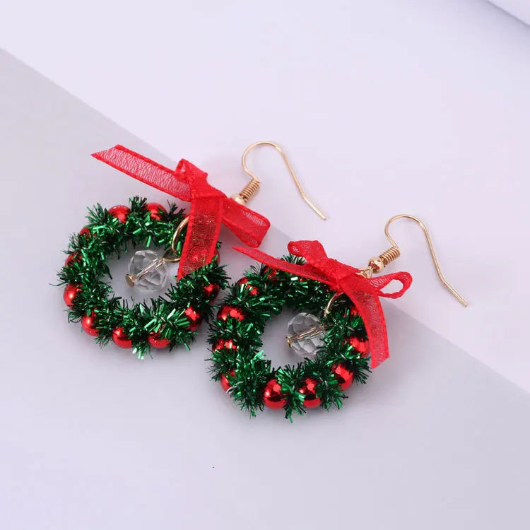 SSeeSY 2024 2025 New Arrival Geometric Zircon Earring Wreath Fashion Jewelry Christmas Tree Bowknot Earrings Accessories Factory