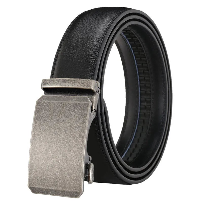 LQbelt Factory Genuine Leather Belt Male Cowhide Automatic Buckle Belts Leather Men Ratchet Wholesale Stock