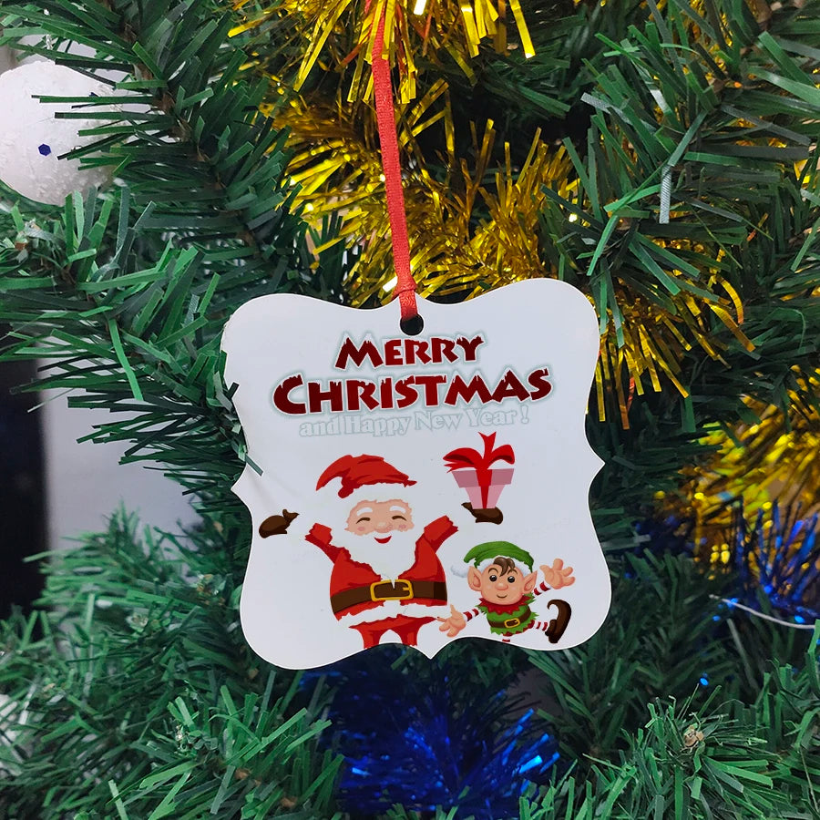 Topjlh Sublimation Blank Christmas Tree Ornament MDF  Holiday Family Traditions DIY Photo Custom Personalized Xmas Gift