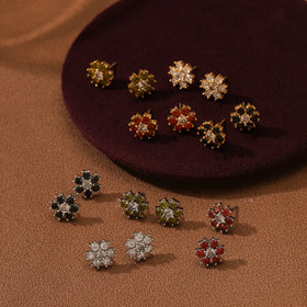 Waterproof Jewelry Stainless Steel Multi-color Zirconia Women's Fashion Flower Stud Earrings for Women Jewelry