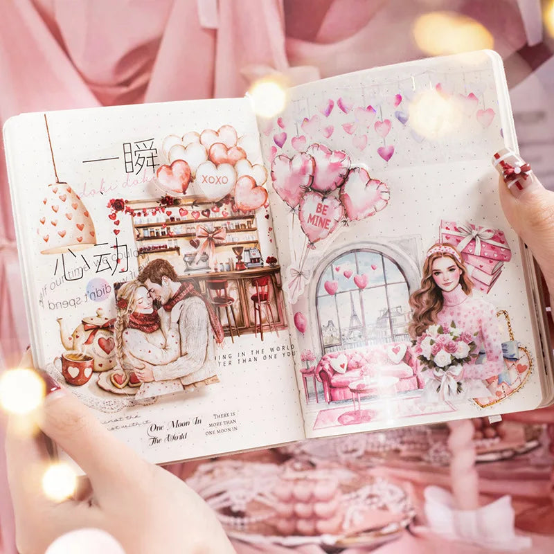 30 Stickers/pack Heartwarming Date Series Couple Characters Romantic Scenery Handbook European Retro 4 Models