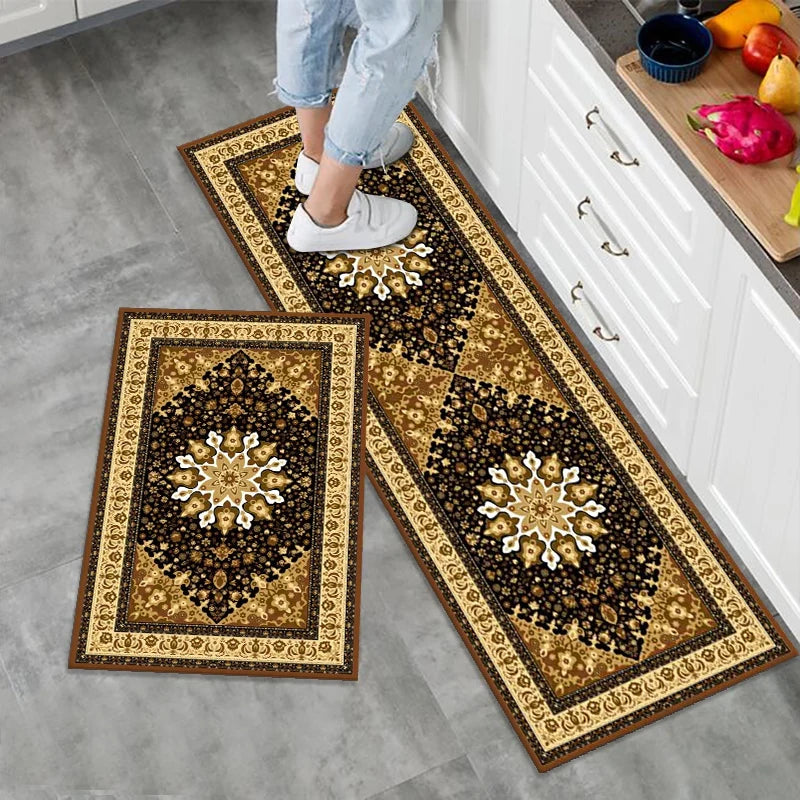 logo Custom Low Price Modern 3D Printed Kitchen Mat 2 Pieces Set Anti-slip Doormat Kitchen Mat
