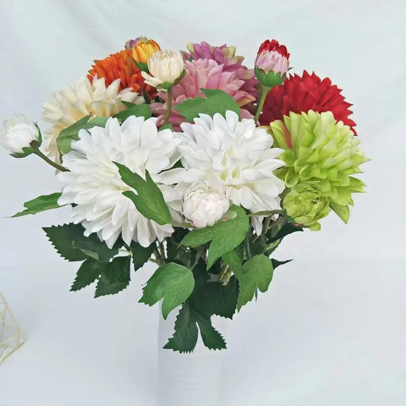 Artificial Flowers Decor Artificial Chrysanthemum Flowers With Small Ceramic Vase Big Potted Plants Bouquet for Wedding Party