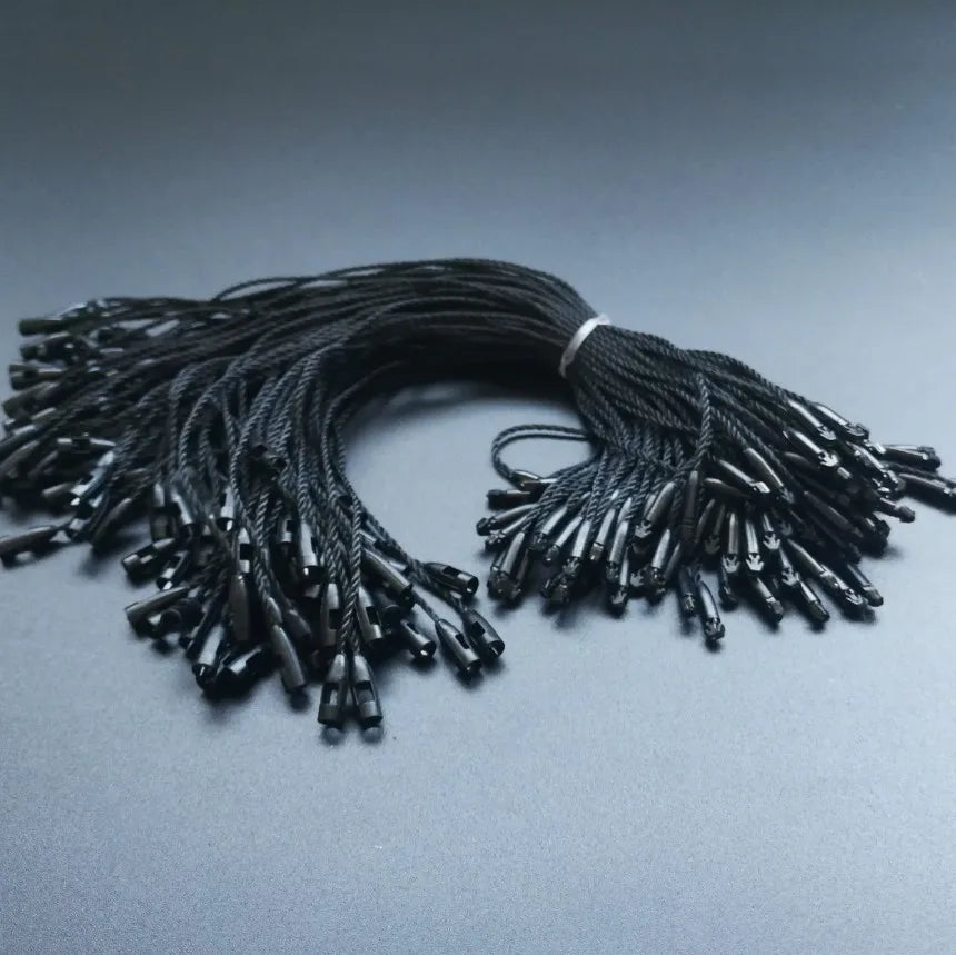 Wholesale Durable 10cm 15cm 20cm 25cm Polyester Cotton Garment Hangtag Rope Strong Pull Bullet Lock Wax Cord Clothing Shoes