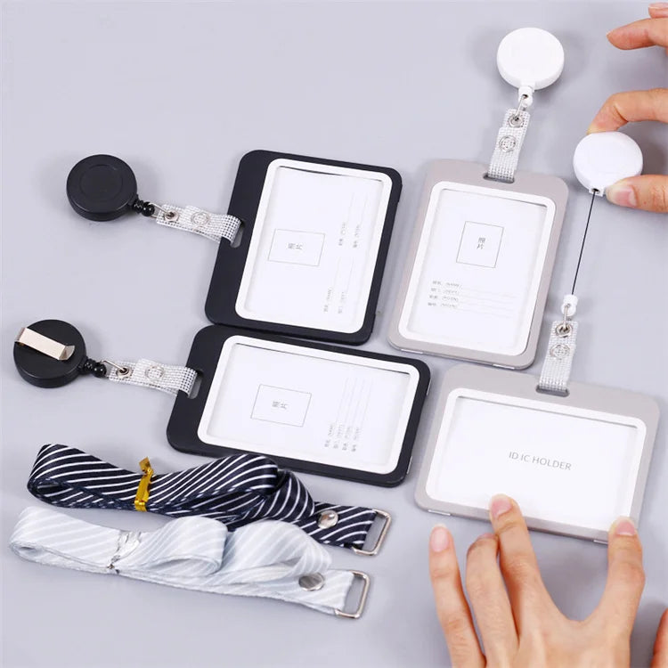 Plastic Vertical Graphics Card Holder Bracket Stretchable Id Card Holder Neck Strap Identity Card Holder