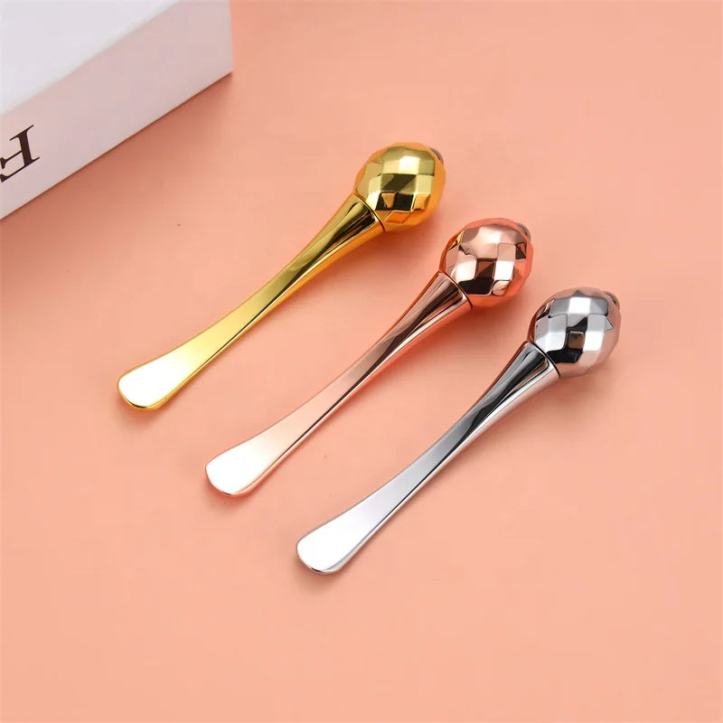 Custom Logo Laser Engraved Face Cream Stainless Steel Small Golden Mini Metal Cosmetic Spatula