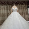 S569Q New Pearl Lace Elegant Temperament Long-sleeved Large Tail Master Wedding Dress