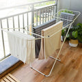 Hot Selling White X-Shaped Folding Clothes Drying Rack Metal Airer with Storage Function for Bathroom Use