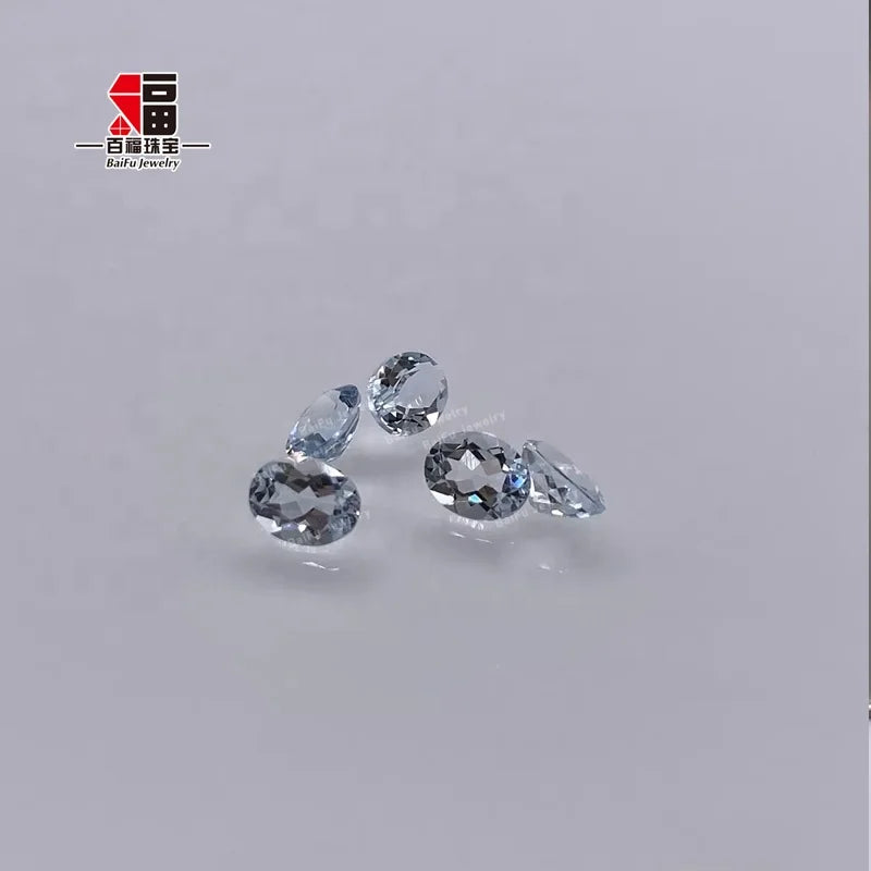 Baifu Jewelry Natural Aquamarine Oval 5x3mm Loose Gemstone
