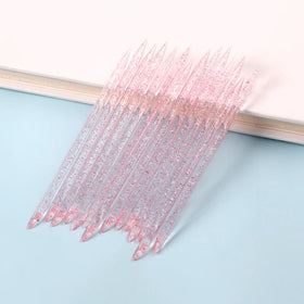 TSZS New Style 50pcs Glitter Crystal Cuticle Pusher Disposable Acrylic Double Sided Nail Sticks Cuticle Pusher