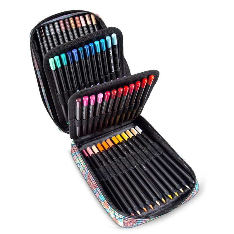 Custom Colorful Black Wooden  Oil Based 72 Colored Pencils