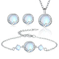 Wholesale Rose Gold Silver Plated Charm Antler Deer Earring Necklace Bracelet Moonstone Jewelry Set for Women