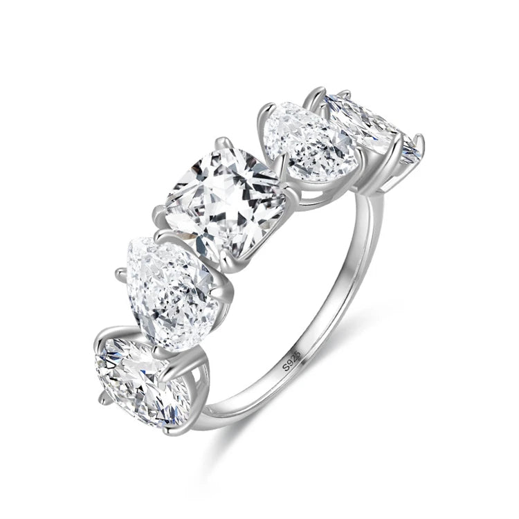 Fashion Trendy Jewelry 925 Sterling Silver Prong Setting CZ Diamond Rings Women Engagement Wedding Rings