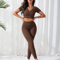 FLW Women Gym Clothing Fitness Sportswear Workout Clothing 2 Pieces Gym Leggings Yoga Set