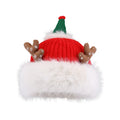 Cute Reindeer Antler Crochet  Hat Winter Warm Knitted Antler Caps Christmas Beanie With Plush Brim