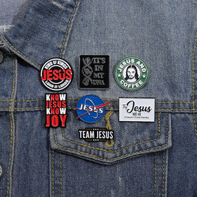 Punk Gothic ChristianJesus Round Plated Metal Brooch Pins Custom KNOW JESUS KNOW JOY Soft Enamel Embossed for Badges