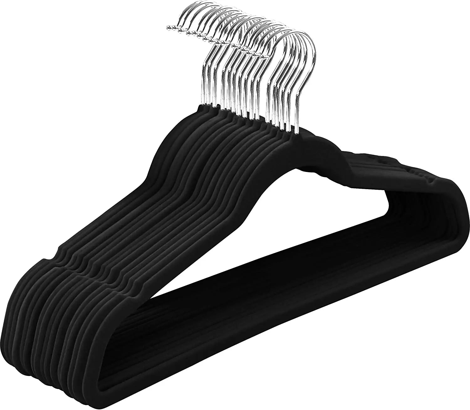 Cheap Factory Velvet Hangers Black Non-Slip Strong and Durable Flexible Design for Coats Jackets Pants & Dress Clothes