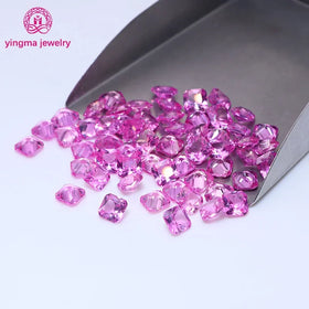 Wax Setting Corundum Gemstone square Octagon 4x4mm to 10x10mm 2# pink Loose Corundum Synthetic Ruby Stones for Fine Jewelry