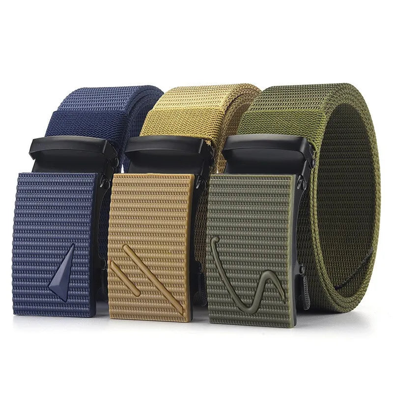 New Canvas Belt Automatic Buckle Belts No Ratchet Men's Belt Polyester Material Wholesale Factory