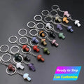 Wholesale Hot Selling Metal Amethyst Natural Crystal Healing Stone Rose Quartz Crystal Mushroom Keychain