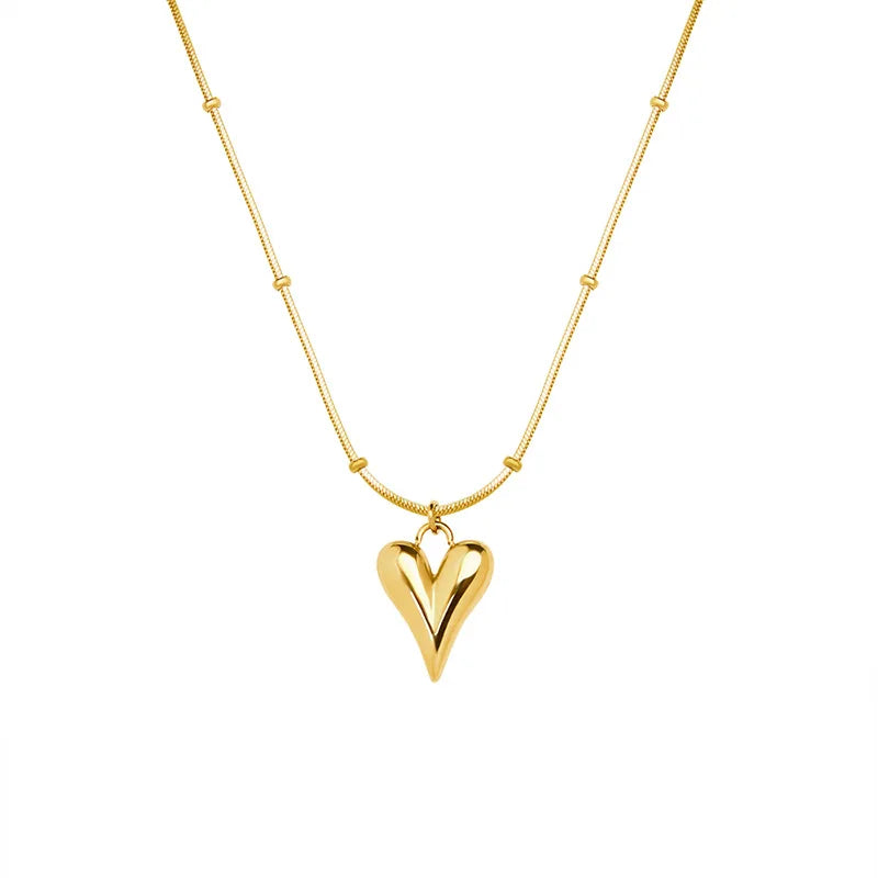 Joolim Jewelry 18K Gold Plated Vintage Heart Pendant Round Snake Chain Necklace Trendy Necklace