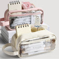 Transparent Simple Ins Large Capacity Pencil Case Multi-Layer Storage Stationery Bag for Students