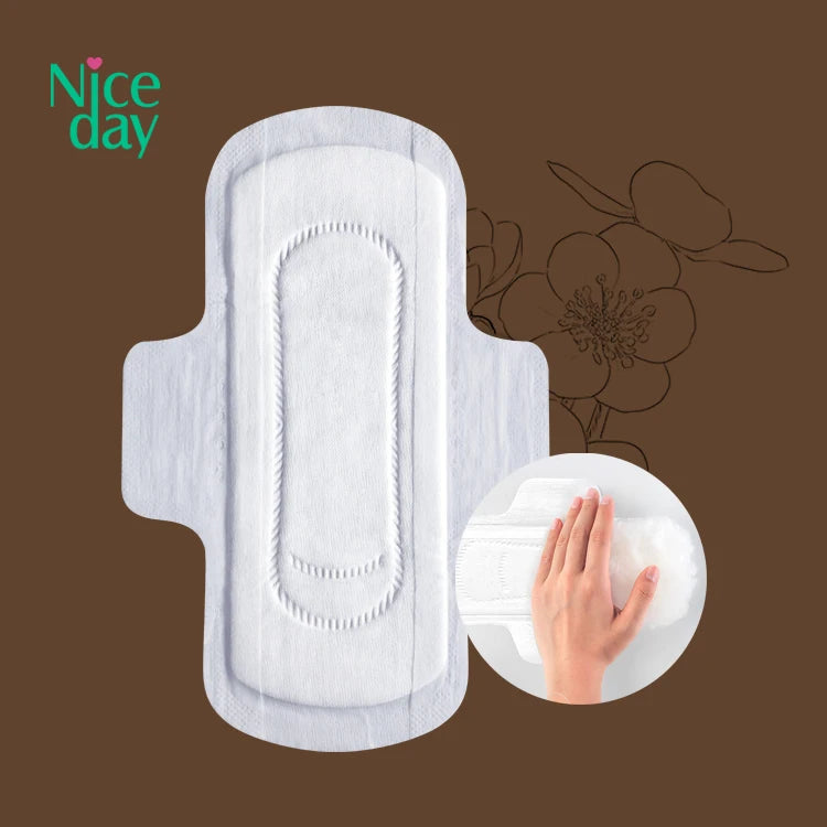 Niceday High Absorbency Organic Pure Cotton Biodegradable Sanitary Pads Napkins Disposable Cotton Lady Soft Sanitary Towel