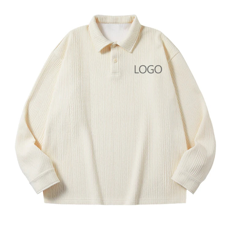 Custom Turn-Down Collar Jacquard Sweater Knitwear Long Sleeve Knit Sweater Winter Anti-Pilling 7gg Polo Neck Sweater for Men