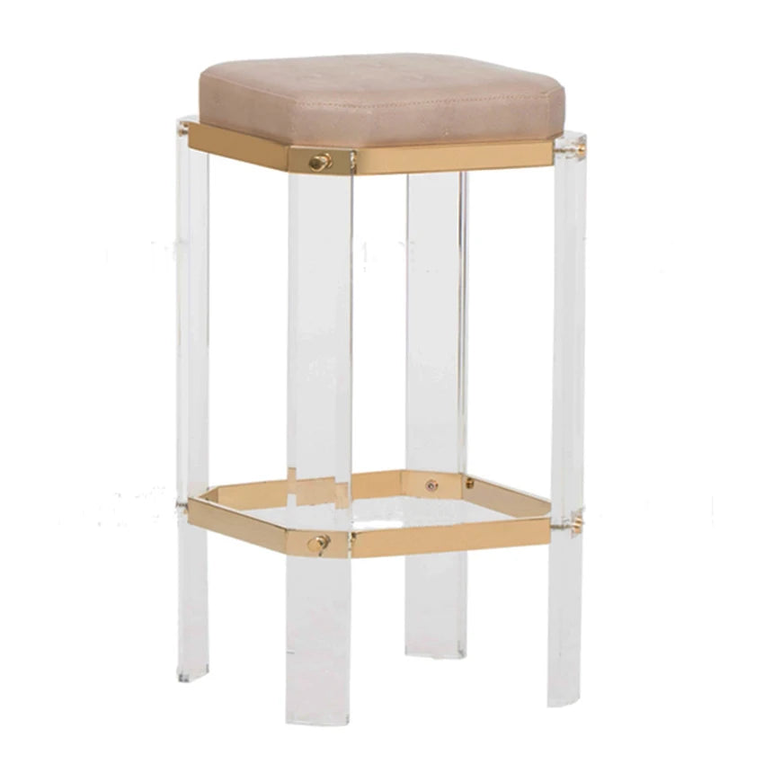 Factory Price Stainless Steel Bar Stools Velvet Upholstered High Stools Acrylic  Furniture Transparent Bar Chair