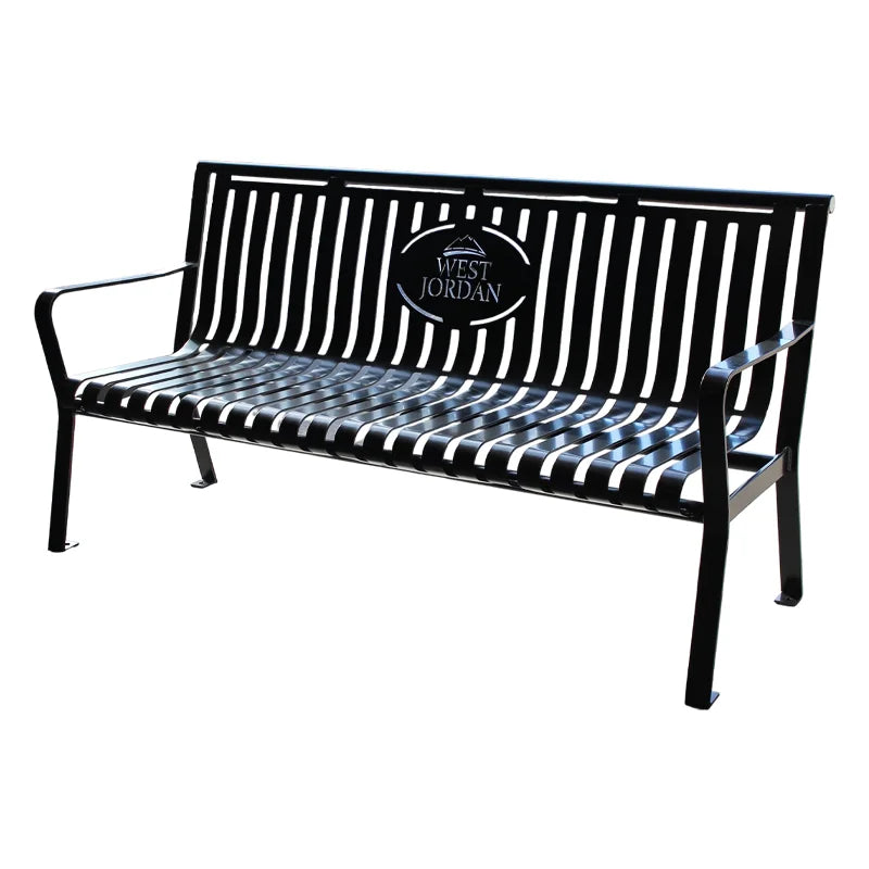 Outdoor Park Commercial Slatted Steel Bench Seat Outside Street Furniture Metal Bench Seating Public Garden Patio Chair Bench