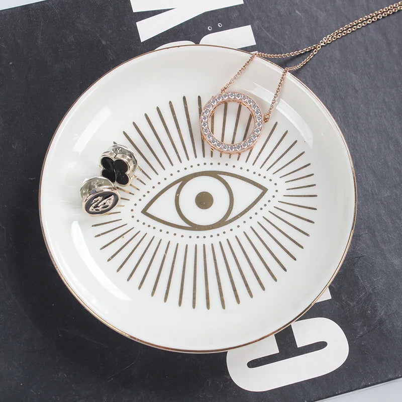 Modern Nordic Style Light Luxury Storage Tray Cross-Border Wholesale for Foreign Trade Big Eyes Jewelry Plate Gifts Decoration